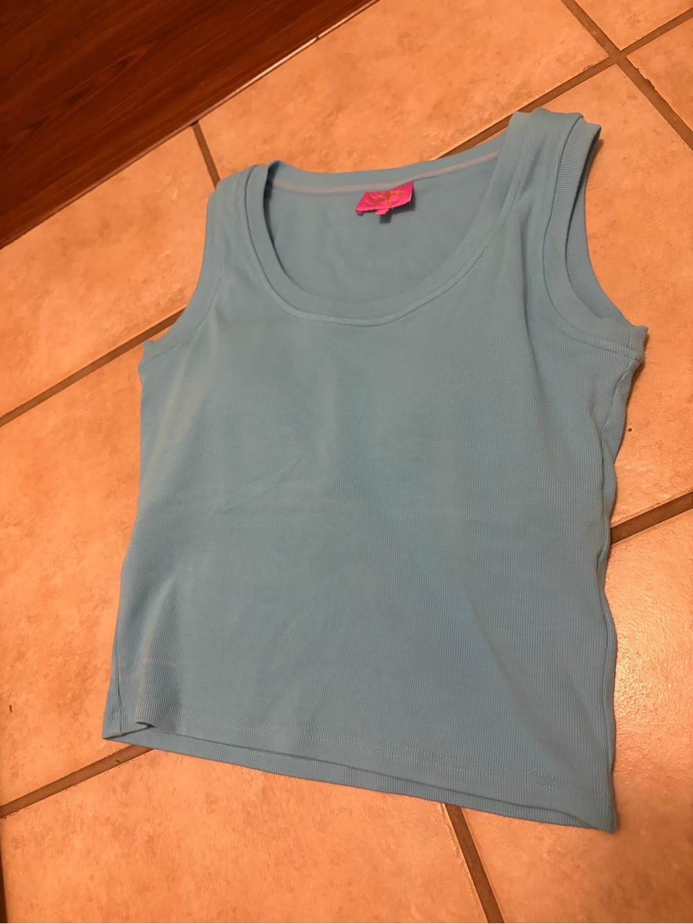 Light Blue Women's boutique ribbed Tank Top
